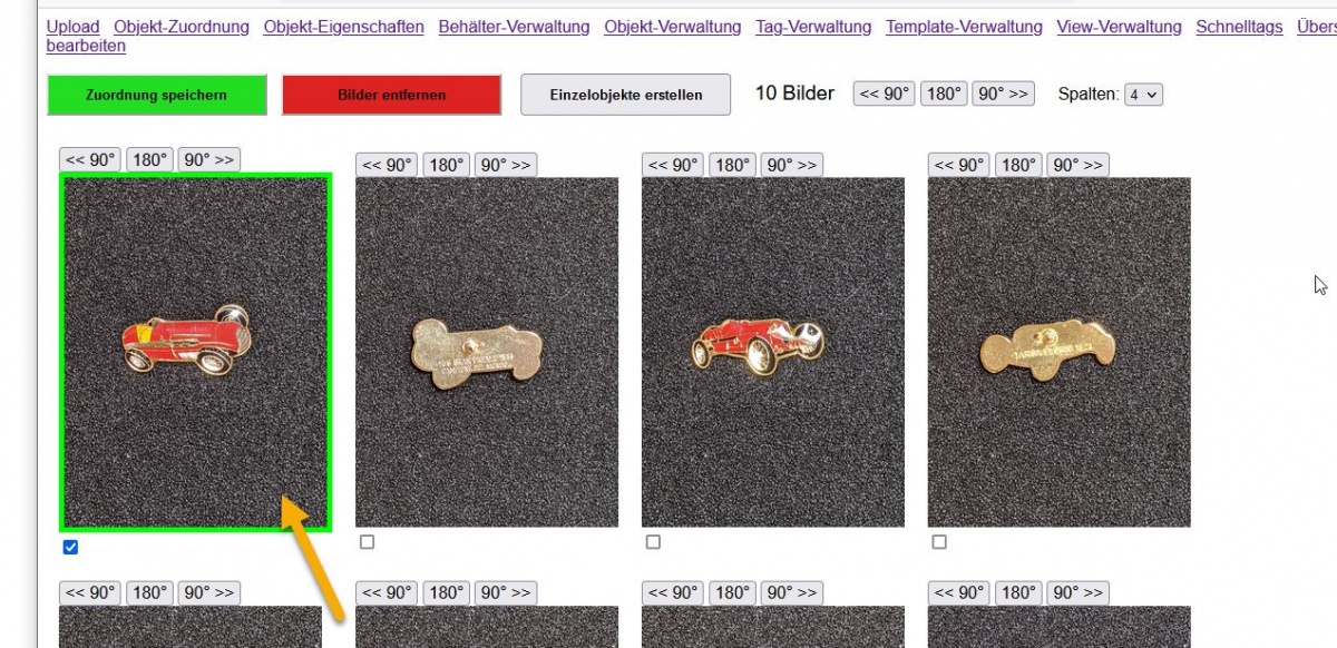 Pins in Sammlung aufnehmen